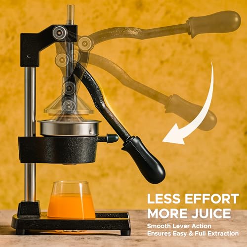 CO-Z Black Manual Citrus Juicer - Heavy Duty Orange & Lemon Press with Removable Strainer