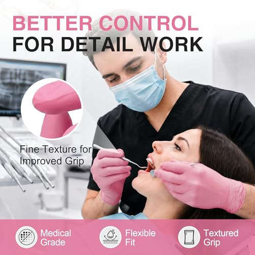 Schneider Nitrile Exam Gloves Medium 1000 Pairs Powder & Latex Free Pink