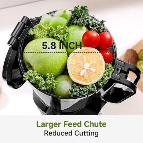 AMZCHEF Cold Press Juicer, 5.8" Wide Mouth Hopper for Whole Recipe