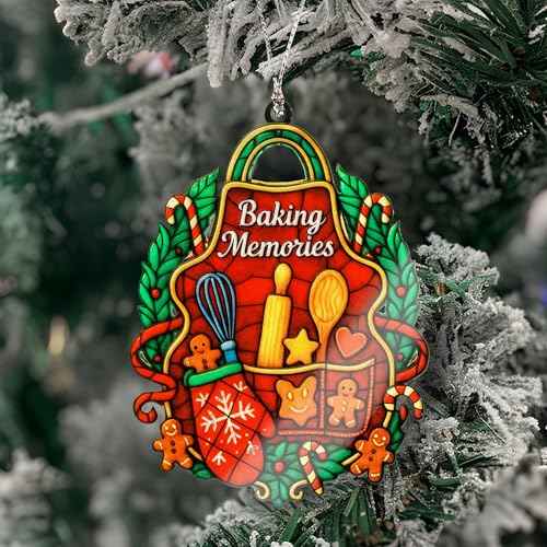 Baking Ornament ? Christmas Kitchen Decor ? Holiday Baking Gift - Baker Card Xmas Gift ? Suncatcher Effect Stained Glass Window ? Car Hanging