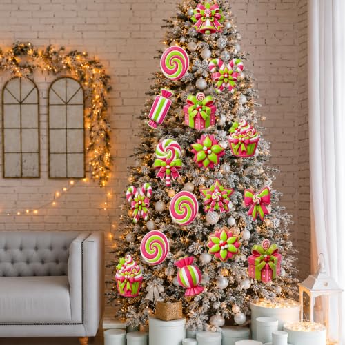 WHYMEO Classic Candy Christmas Tree Picks, 12 Pcs Peppermint Ornament Set