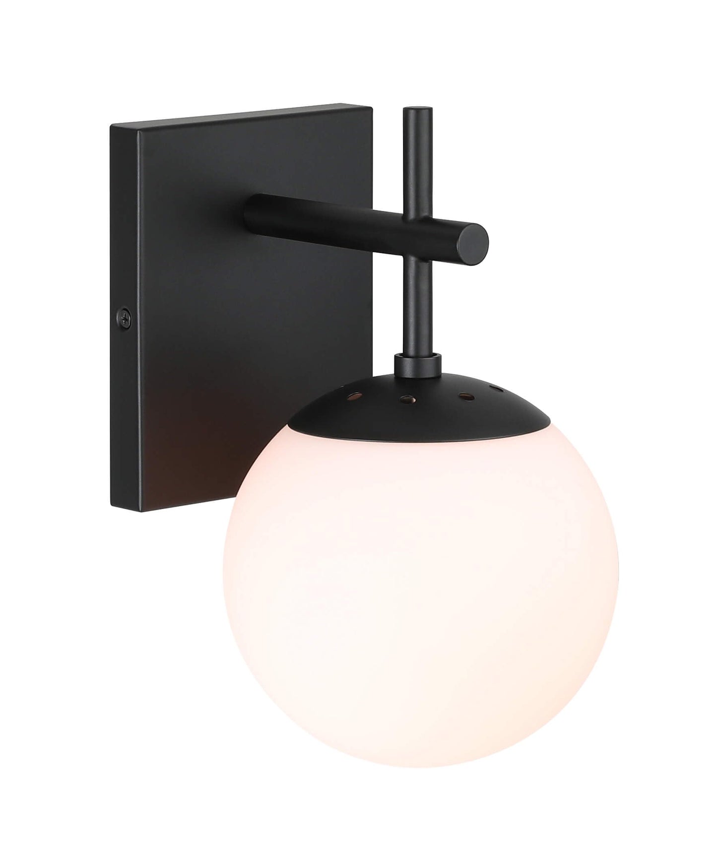 XiNBEi Lighting Globe Sconce Light, Mid Century Black Bathroom Sconce Wall Lighting Indoor 1 Light Glass Wall Sconce for Loft Bath Bedroom Hallway XB-W1320-1-MB