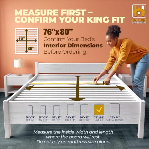 Heavy Duty King Size Bunkie Board - 76x80 Inches Under Bed Support with Non-Slip Grip