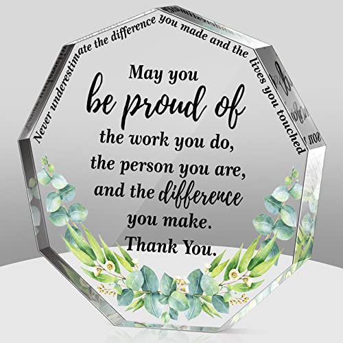 Yinder Nonagon Eucalyptus Acrylic Thank You Gifts for Coworkers, Appreciation Keepsake