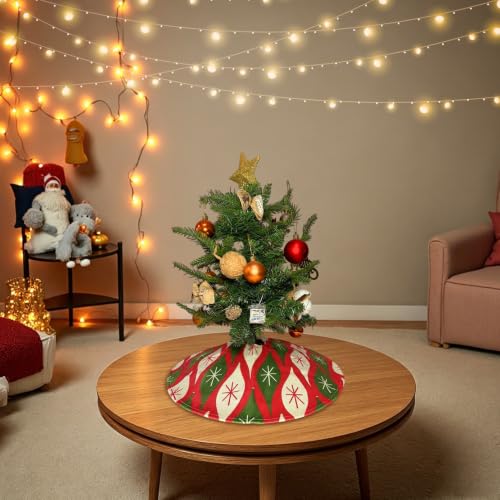 15-Inch Mini Christmas Tree Skirt Mid-Century Retro Vintage Christmas Ornaments