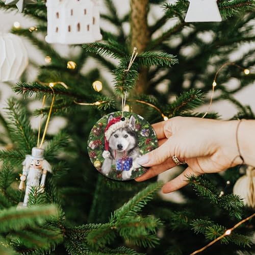 Husky Dog Christmas Ornament Style-3 – Double-Sided 3in Acrylic Xmas Tree Decoration