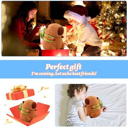 Emoin Capybara Plush Toy with Turtle Bag Pillow 9Inch Cute Capybara Stuffed Animals Soft Brown Capybara Plushie Doll Pillow Decoration Stuffed Capybara Toy Gift for Kids Adults
