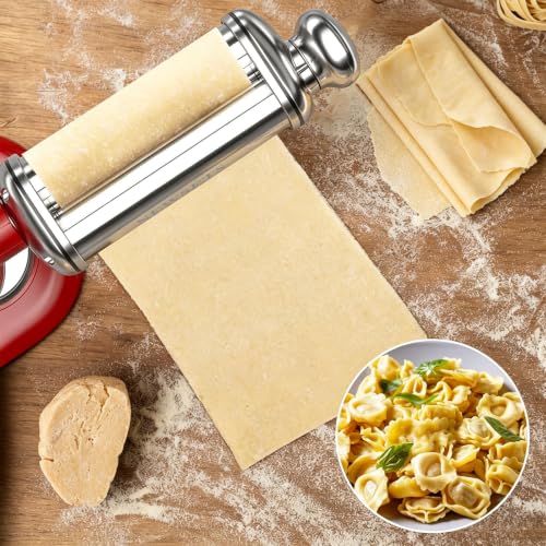 Pasta Roller Attachment for KitchenAid Stand Mixer - 8 Thickness Settings, Stainless Steel, Black - Variation 1