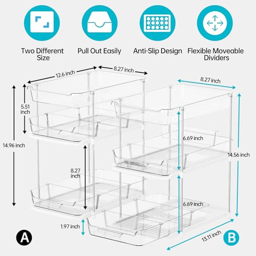 White 2-Pack 3-Tier Bathroom & Kitchen Under Sink Organizers - Multi-Purpose Stackable Storage with Movable Dividers