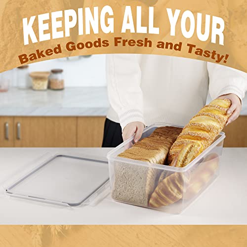 Large Airtight Bread Box Set of 2 - Food Grade Plastic Storage Containers 11.6 Qt