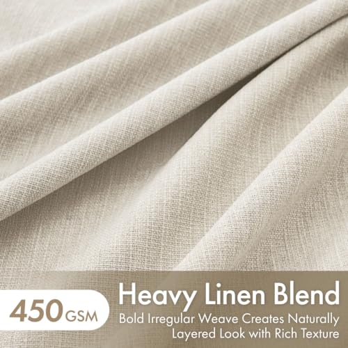 MIULEE Blackout Linen Curtains 2 Panels 50"W x 108"L Natural Pinch Pleated