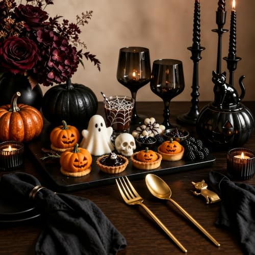 Gold Plastic Forks and Spoons Set - Heavy Duty Disposable Silverware 200 pcs