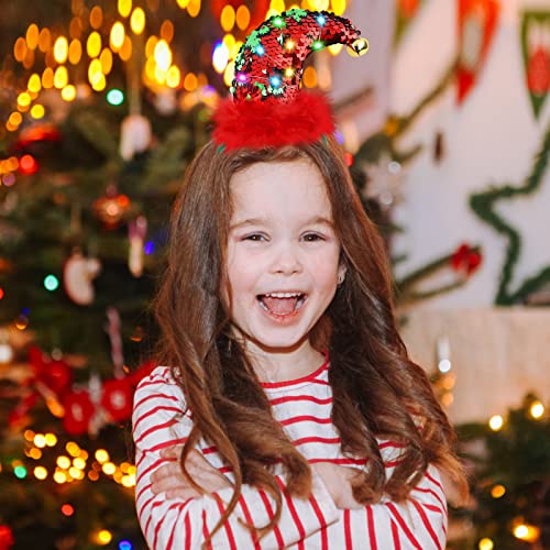Aneco Christmas Headbands with LED Lights - Reindeer, Santa & Elf Styles, 3 Pack