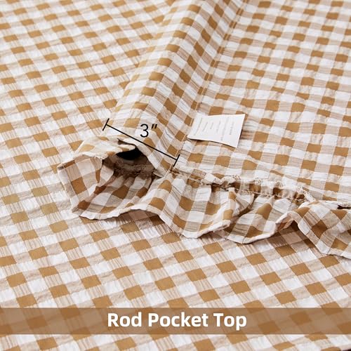 40W x 84L Inches Buffalo Plaid Curtains Pair for Bedroom, Brown & White