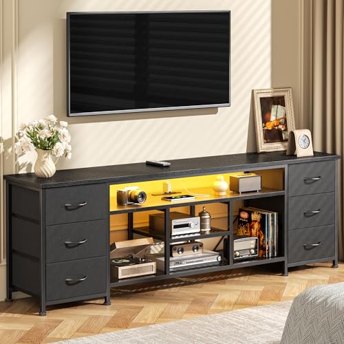 Furologee 63 Inch LED TV Stand, Entertainment Center, Black