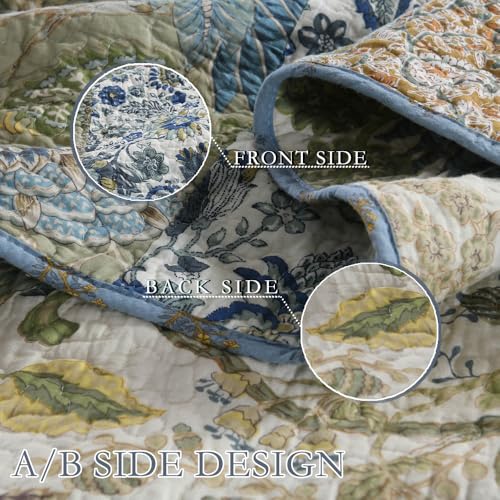 Wistown Rustic Sage Green Patchwork Queen Cotton Bedspread Quilt Reversible Coverlet
