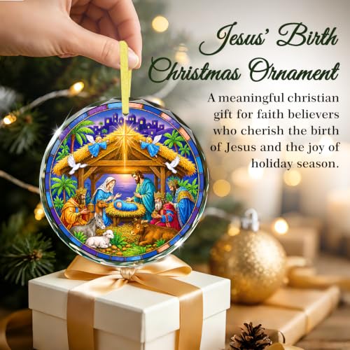 FaCraft 08- Nativity Scene Ornament Christmas Nativity Religious Ornament 3.15in