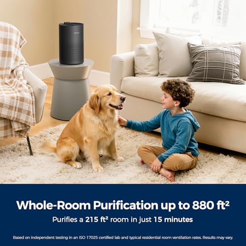 Purivortex Air Purifier for Home Black with Fragrance Sponge - 880 sq ft
