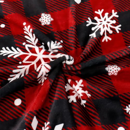 Homithley Red Black Buffalo Plaid Christmas Flannel Blanket 60x80