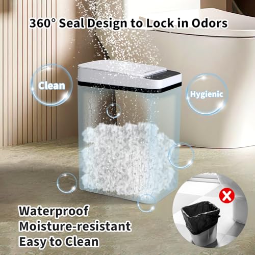 White 3-Pack Slim Touchless Bathroom Trash Cans with Lid - 2.5 Gallon