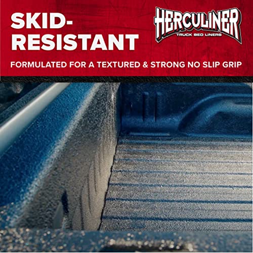 HERCULINER HCL1B8 Bed Liner Kit - 1 Gallon, Black, Roll-On, DIY Truck Bed Coating, Includes Brush & Rollers