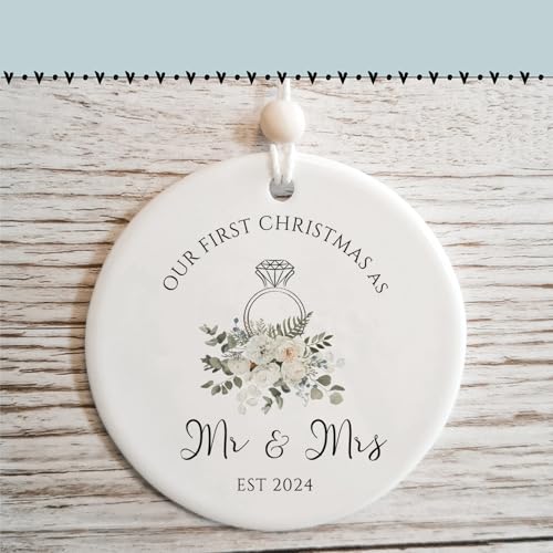 Our First Christmas Just Married Ornament - 2024, Unique Wedding Gift