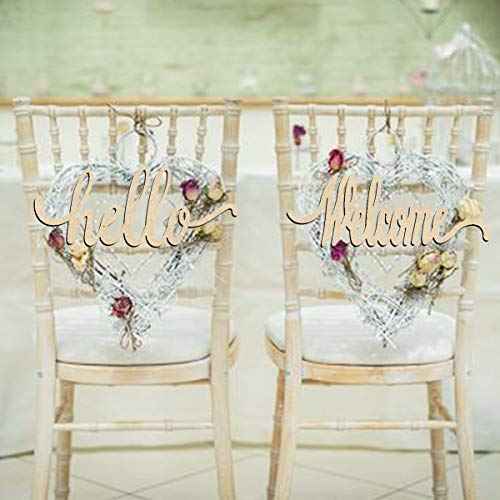 Hello Welcome Wood Sign Cutout Wooden Letter Sign DIY Block Words Decorative Signs for Wreath Home Door Wall Art Decoration