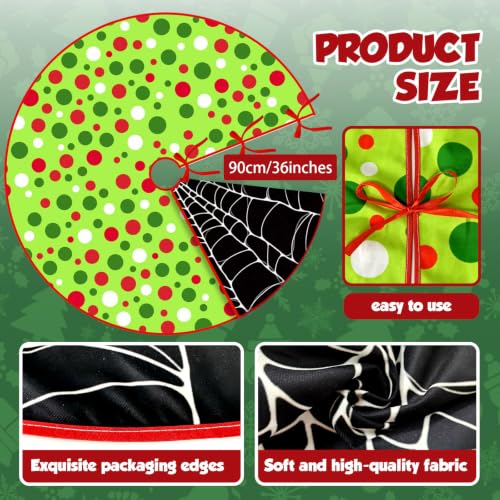 VDKIDKT Reversible Halloween Christmas Tree Skirt 36 Inch Dual-Sided Decor