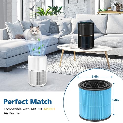Caehomly 4 Pack AP0601 Air Purifier Filter Replacement Compatible with AIRTOK