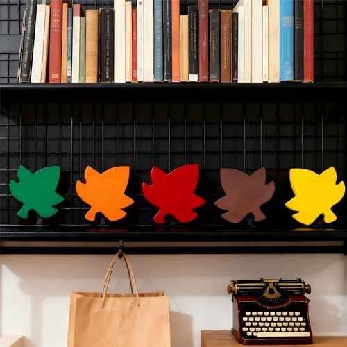 LWINGFLYER Wooden Fall Leaves Decorations Christmas Table Deco Autumn Harvest Maple Leaves Decoration Centerpiece for Office Kitchen Party Autumn Harvest Maple Block Sign£¨5PCS £©