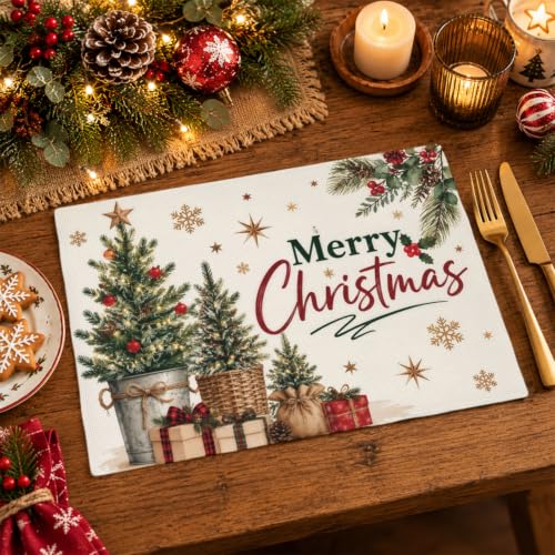 Merry Christmas Placemats 12x18 Inch Set of 4 | DTDO (Variation: Merry Christmas)