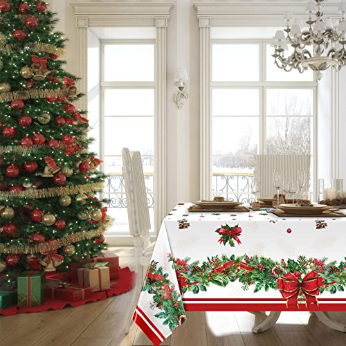 Tiamon 3 Pieces Extra Large Christmas Tablecloths Disposable Rectangular 54x108in