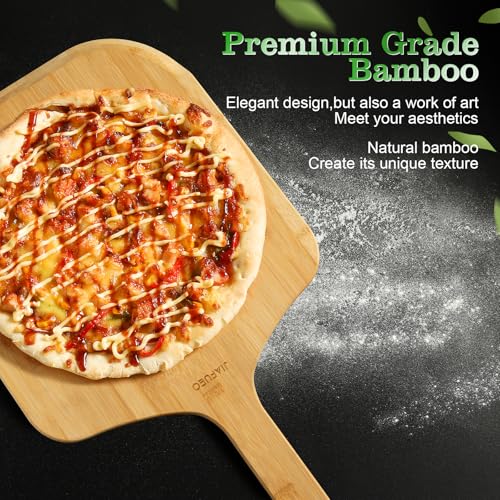 JIAFUEO 23" x 14" Bamboo Pizza Peel - Large Pizza Paddle & Spatula