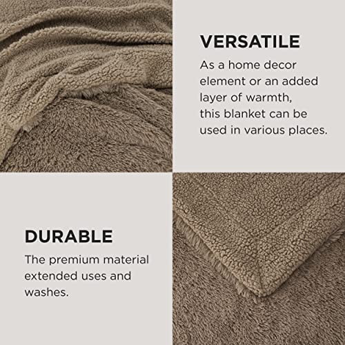 Bedsure Twin Brown Faux Fur Sherpa Throw Blanket 60x80 Inches, Fluffy Couch Blanket