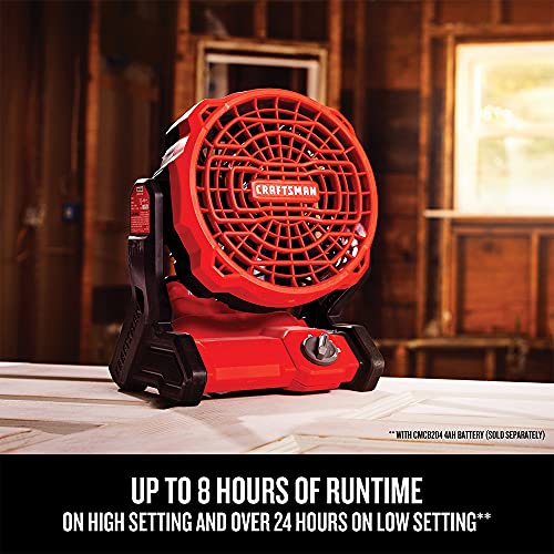 20V Cordless Jobsite Fan with 3-Speed Settings and Pivoting Head