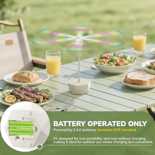 Portable Battery-F powered Fly Fans 6-Pack with Flexible Goose-Neck Blades - Indoor Outdoor Table Fans, Beige - Variation of THIS listing