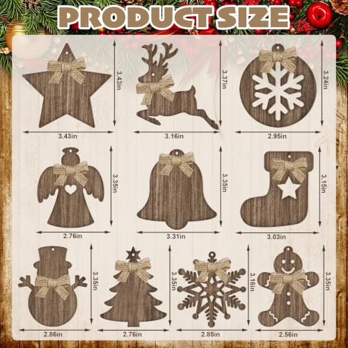 Sophena 10Pcs Wooden Christmas Ornaments Set - Brown Large Snowman Gingerbread Tree Decor