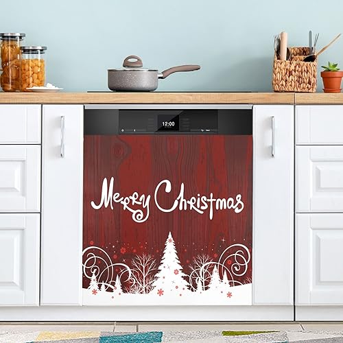 Merry Christmas Dishwasher Magnet Cover, Magnetic Stickers Panel