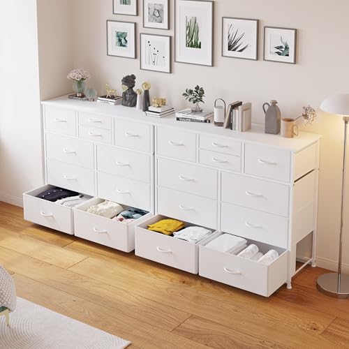 10 Drawer Dresser for Bedroom Storage - White, Multi-Size Fabric Drawers with Wooden Top - Variation of THIS listing