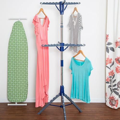 2-Tier Tripod Clothes Drying Rack - 73 Inches, Chrome Steel, Collapsible
