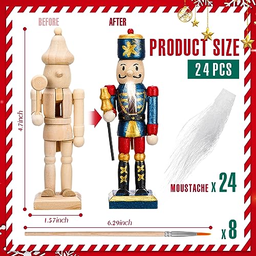 Wooden Nutcracker Craft Kit - Unfinished Holiday Decor, 24 pcs