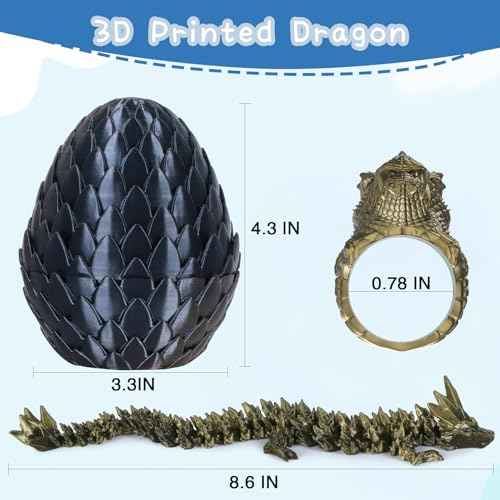 iBuddy 3D Printed Dragon Eggs, Surprise Dragon Eggs Fidget Toys for Kids, Articulated Crystal Dinosaur Fidget Toy for Kids, Birthdays, Halloween Christmas Decorations Gifts for Girls Boys