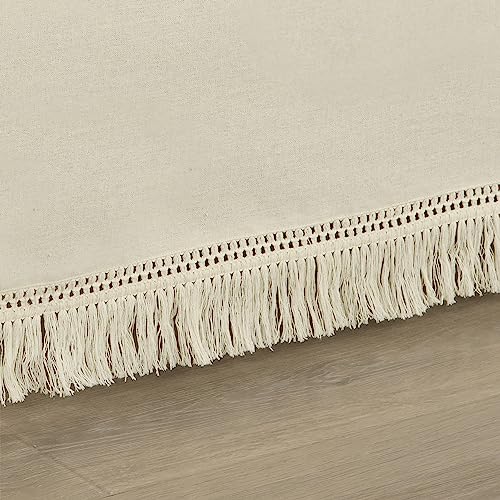 King Size Boho Fringe Bed Skirt - Neutral Wrap Around 78x80 Inches