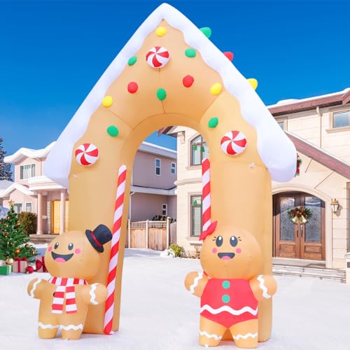 GOOSH 11.8 ft Christmas Inflatable Archway with LED Lights for Outdoor Yard Decor