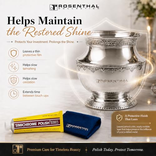 Rosenthal Collection Simichrome Metal Polish Cream Pack of 3 + Cloth - Chrome & Aluminum Polish