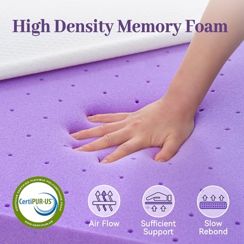SINWEEK Twin 2-Inch Gel Memory Foam Mattress Topper with Removable Cover - Ventilated High Density Bed Pad for Back Pain