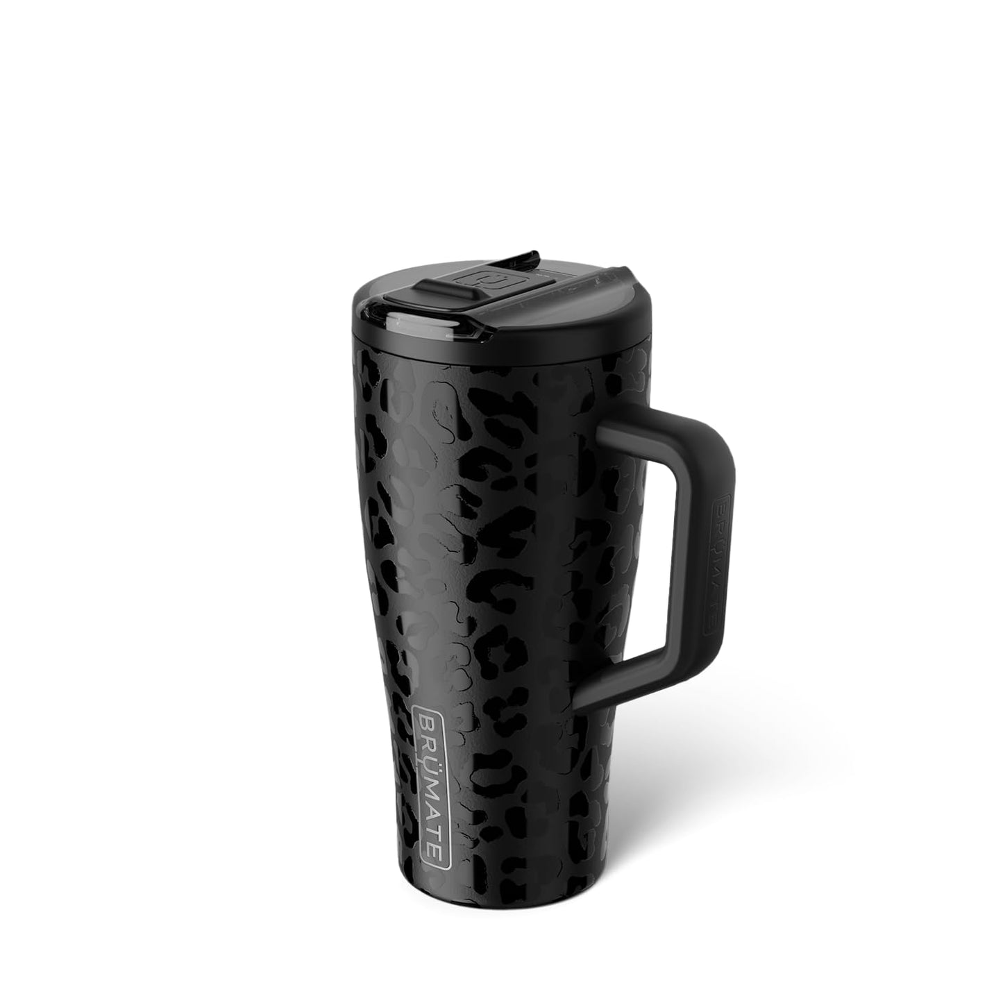 BrüMate Era Flip 30oz Tumbler with 100% Leakproof Covered Straw Lid | Hygienic Covered Straw | Insulated Stainless Steel Water Bottle with Handle | Cup Holder Friendly | BPA-Free (Onyx Leopard)