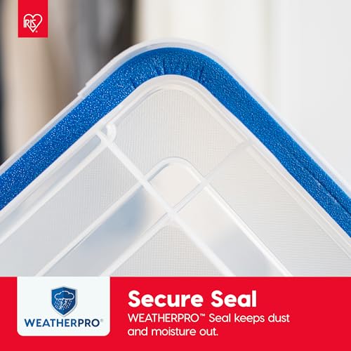 IRIS USA 3-Pack 16 Qt Storage Bins with Gasket Lids - Clear and Blue, Weatherproof Seal