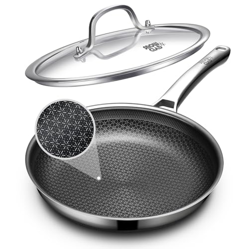 OATOFP 12 Inch Stainless Steel Nonstick Frying Pan with Lid - Improved Version