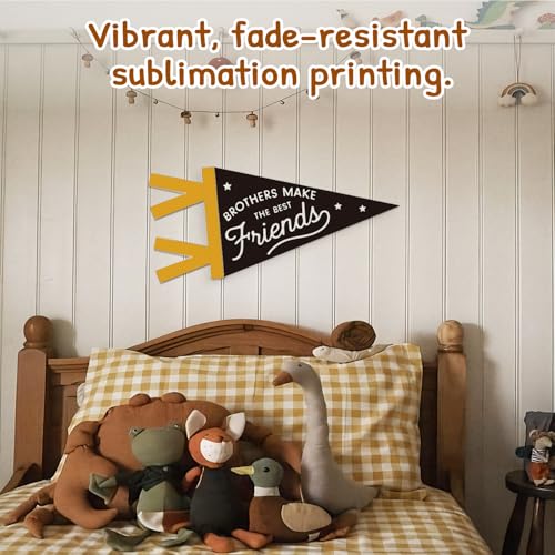 Boys Room Decor, Brothers Make the Best Friends Wall Hanging Pennant Flag Banner, Trendy Black Wall Decorations for Kids Boys Toddler Nursery Room Bedroom Playroom Decor